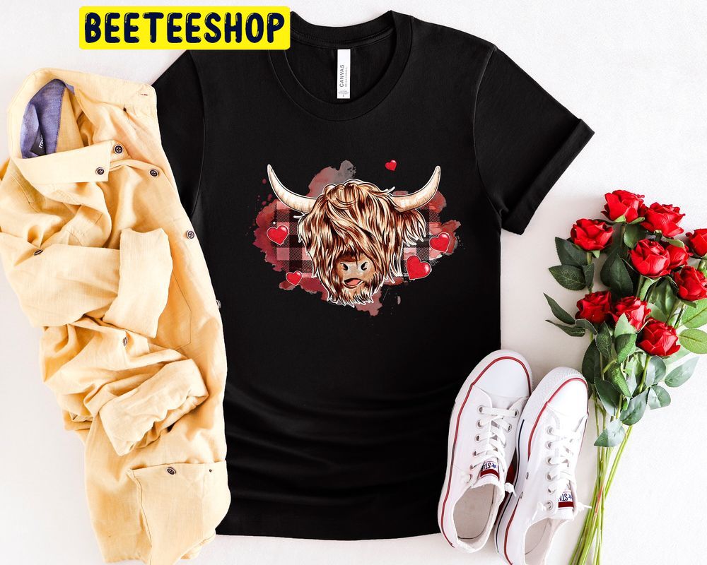 Highland Cow Valentines Day Trending Unisex Shirt Highland Cow Valentines Day Trending Unisex Shirt
