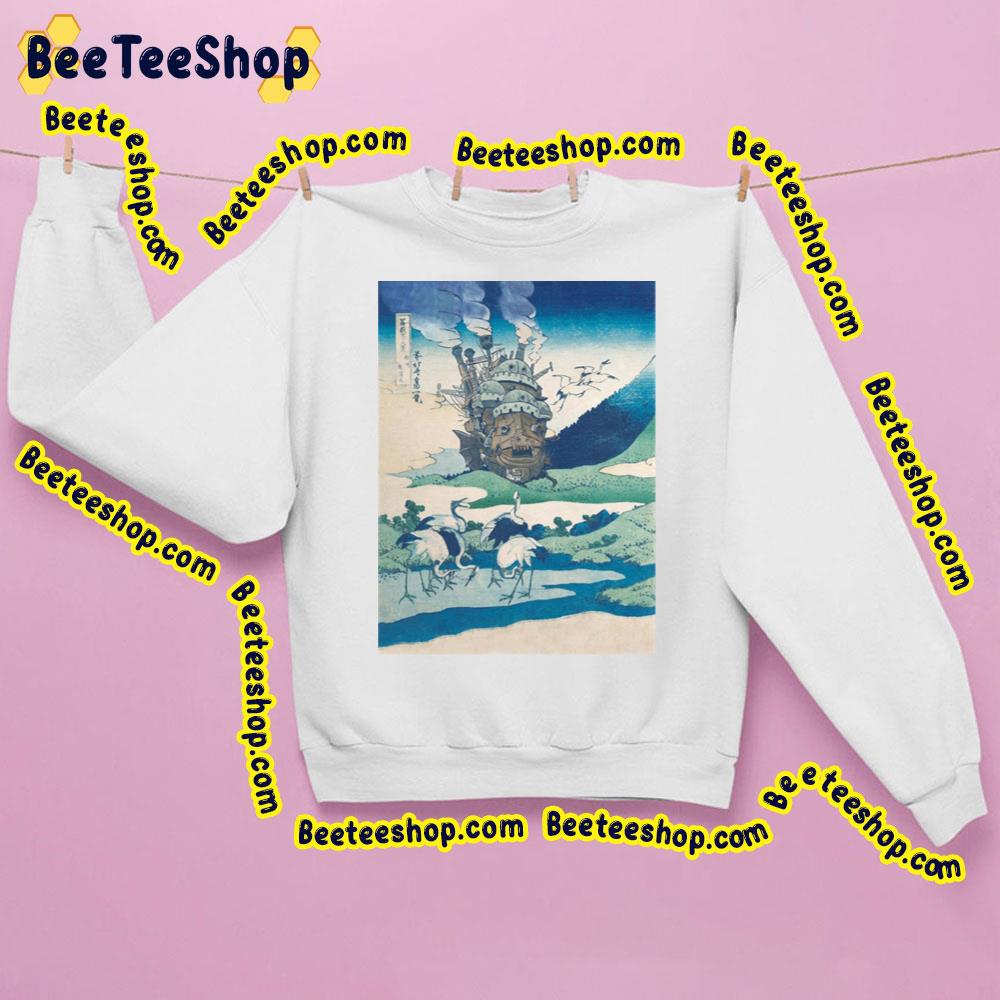 Howl's Castle And Japanese Woodblock Mashup Trending Unisex Sweatshirt Howl's Castle And Japanese Woodblock Mashup Trending Unisex Sweatshirt