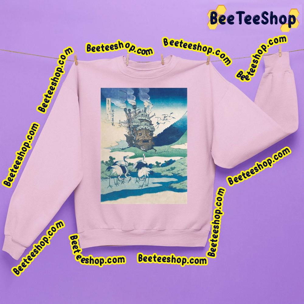 Howl's Castle And Japanese Woodblock Mashup Trending Unisex Sweatshirt Howl's Castle And Japanese Woodblock Mashup Trending Unisex Sweatshirt
