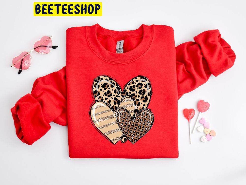 Leopard Heart Doodles Valentines Day Trending Unisex Shirt Leopard Heart Doodles Valentines Day Trending Unisex Shirt