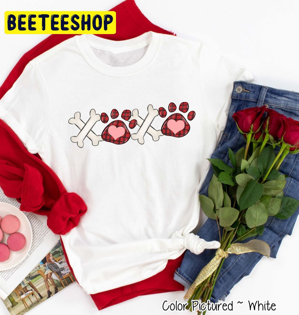 Paw Print & Bones Valentines Day Trending Unisex Shirt Paw Print & Bones Valentines Day Trending Unisex Shirt
