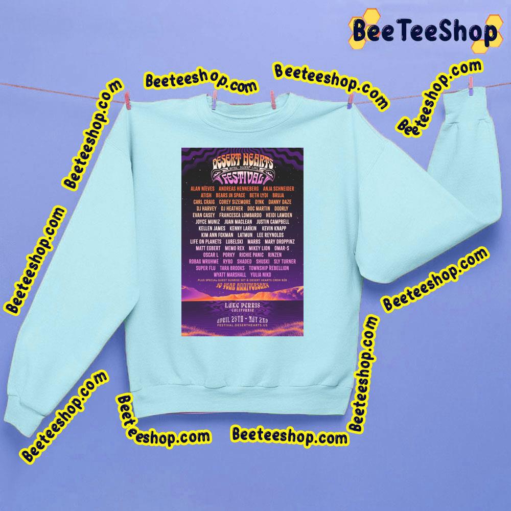 10 Years Anniversary Desert Hearts Festival 2023 Trending Unisex Shirt 10 Years Anniversary Desert Hearts Festival 2023 Trending Unisex Shirt
