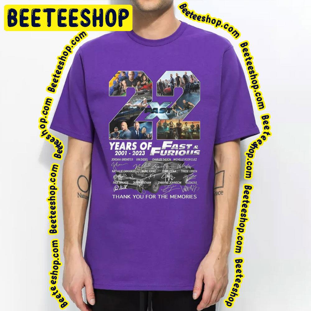 22 Years Of Fast And Furious 2001 2023 Singatures Trending Unisex T-Shirt 22 Years Of Fast And Furious 2001 2023 Singatures Trending Unisex T-Shirt