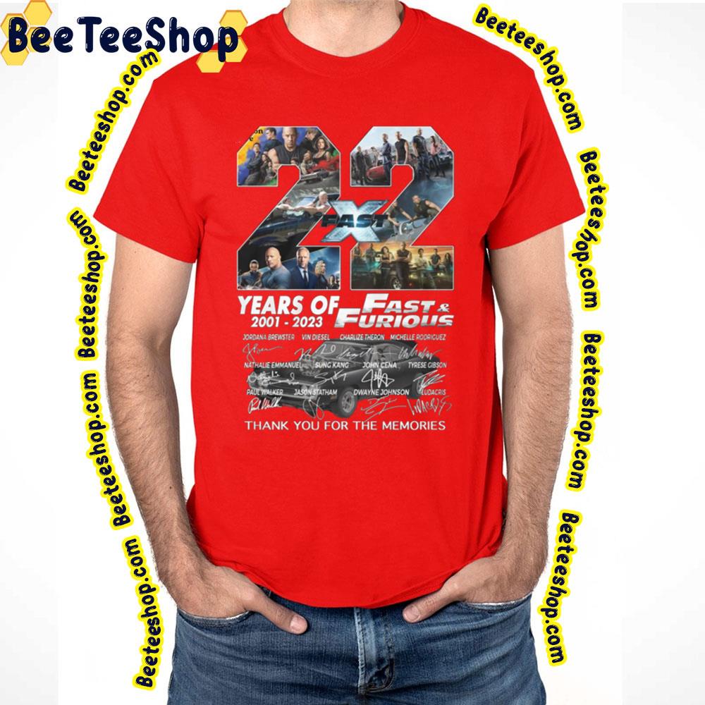 22 Years Of Fast And Furious 2001 2023 Singatures Trending Unisex T-Shirt 22 Years Of Fast And Furious 2001 2023 Singatures Trending Unisex T-Shirt