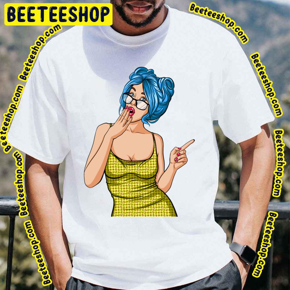 Blue Hair Pop Art Girls Trending Unisex T-Shirt Blue Hair Pop Art Girls Trending Unisex T-Shirt