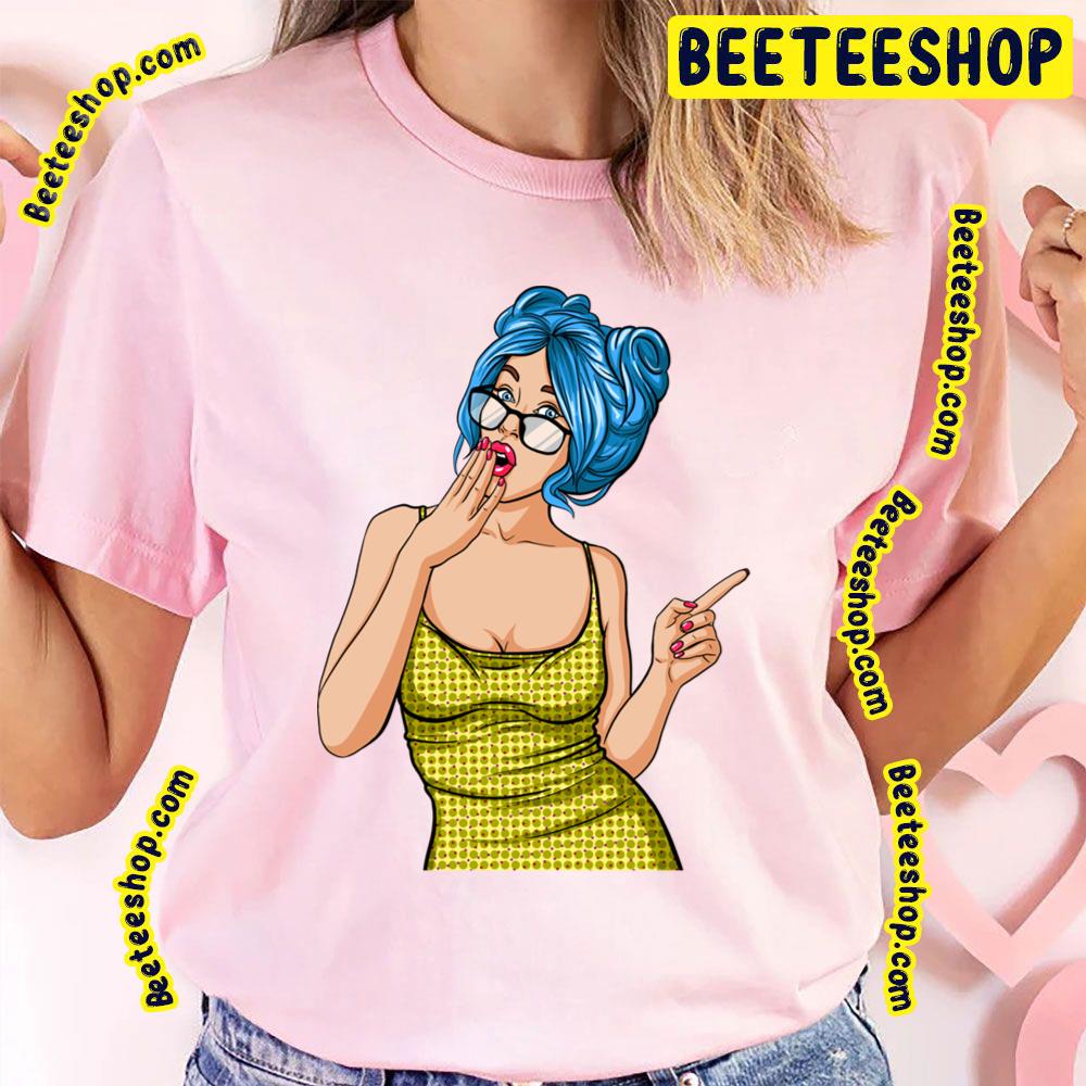 Blue Hair Pop Art Girls Trending Unisex T-Shirt Blue Hair Pop Art Girls Trending Unisex T-Shirt