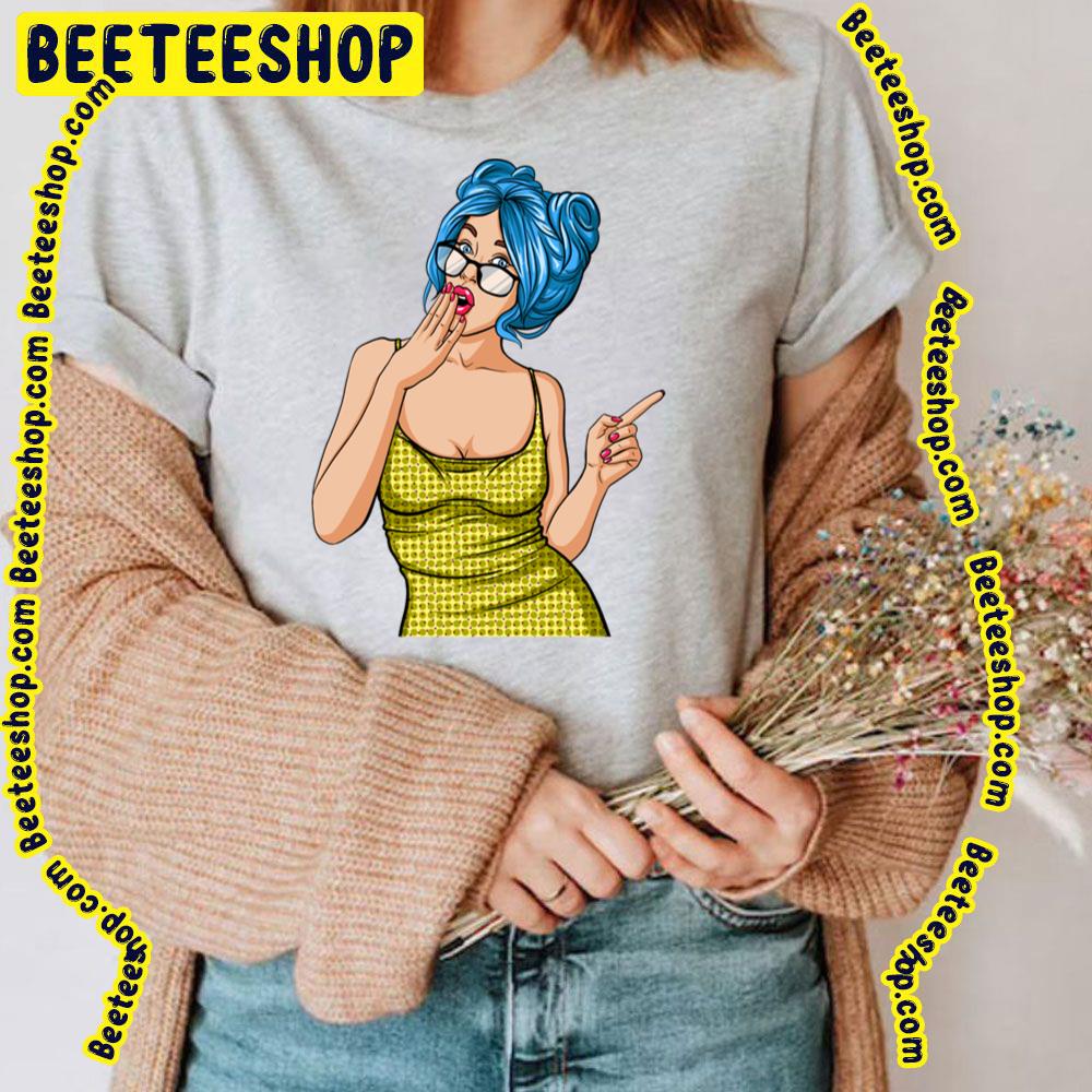 Blue Hair Pop Art Girls Trending Unisex T-Shirt Blue Hair Pop Art Girls Trending Unisex T-Shirt