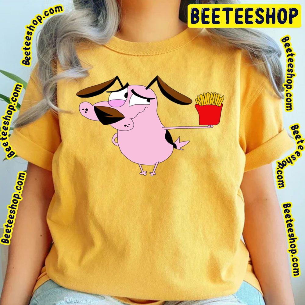 Courage Holding Fries Courage The Cowardly Dog Trending Unisex T-Shirt Courage Holding Fries Courage The Cowardly Dog Trending Unisex T-Shirt