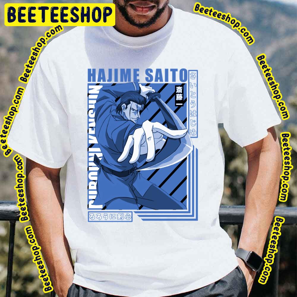 Hajime Saito Rurouni Kenshin Blue Background Trending Unisex T-Shirt Hajime Saito Rurouni Kenshin Blue Background Trending Unisex T-Shirt