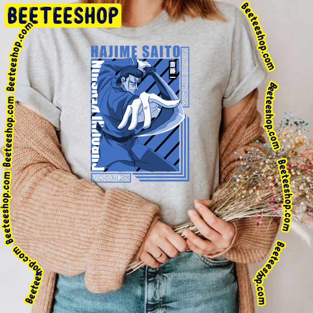 Hajime Saito Rurouni Kenshin Blue Background Trending Unisex T-Shirt Hajime Saito Rurouni Kenshin Blue Background Trending Unisex T-Shirt