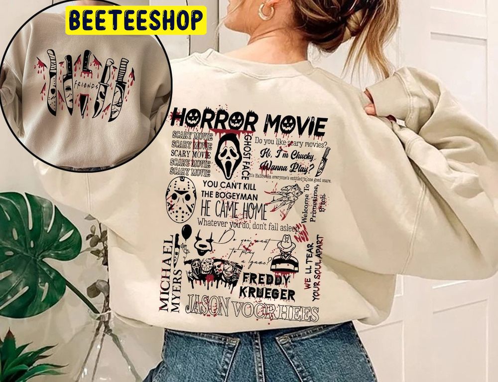 Horror Movie Characters Knives Halloween Horror Knives Jason Mask Scream Chucky, Myers Double Side Trending Unisex Sweatshirt Horror Movie Characters Knives Halloween Horror Knives Jason Mask Scream Chucky, Myers Double Side Trending Unisex Sweatshirt