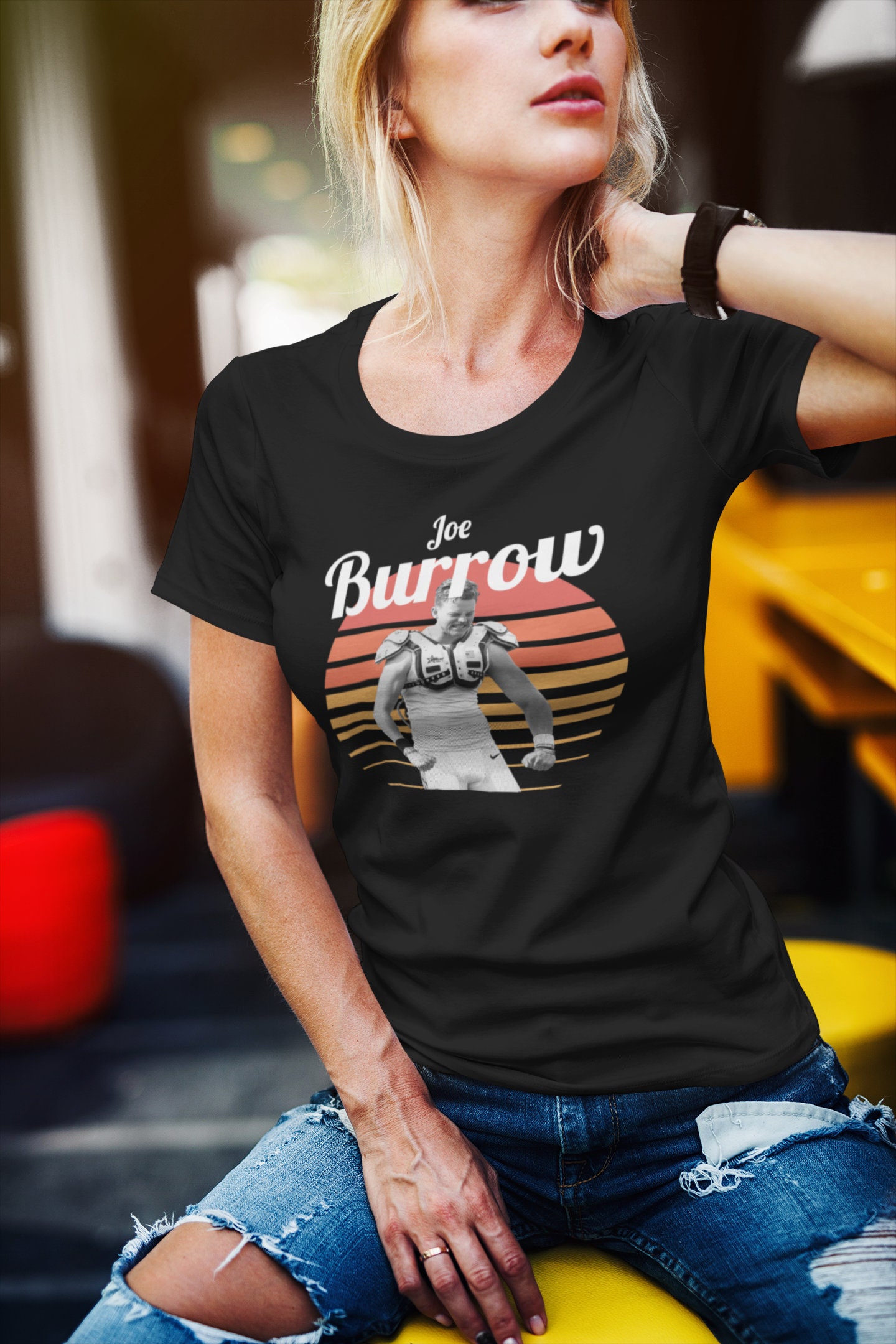 Joe Burrow Retro Vintage Sunset Football Trending Unisex Shirt Joe Burrow Retro Vintage Sunset Football Trending Unisex Shirt