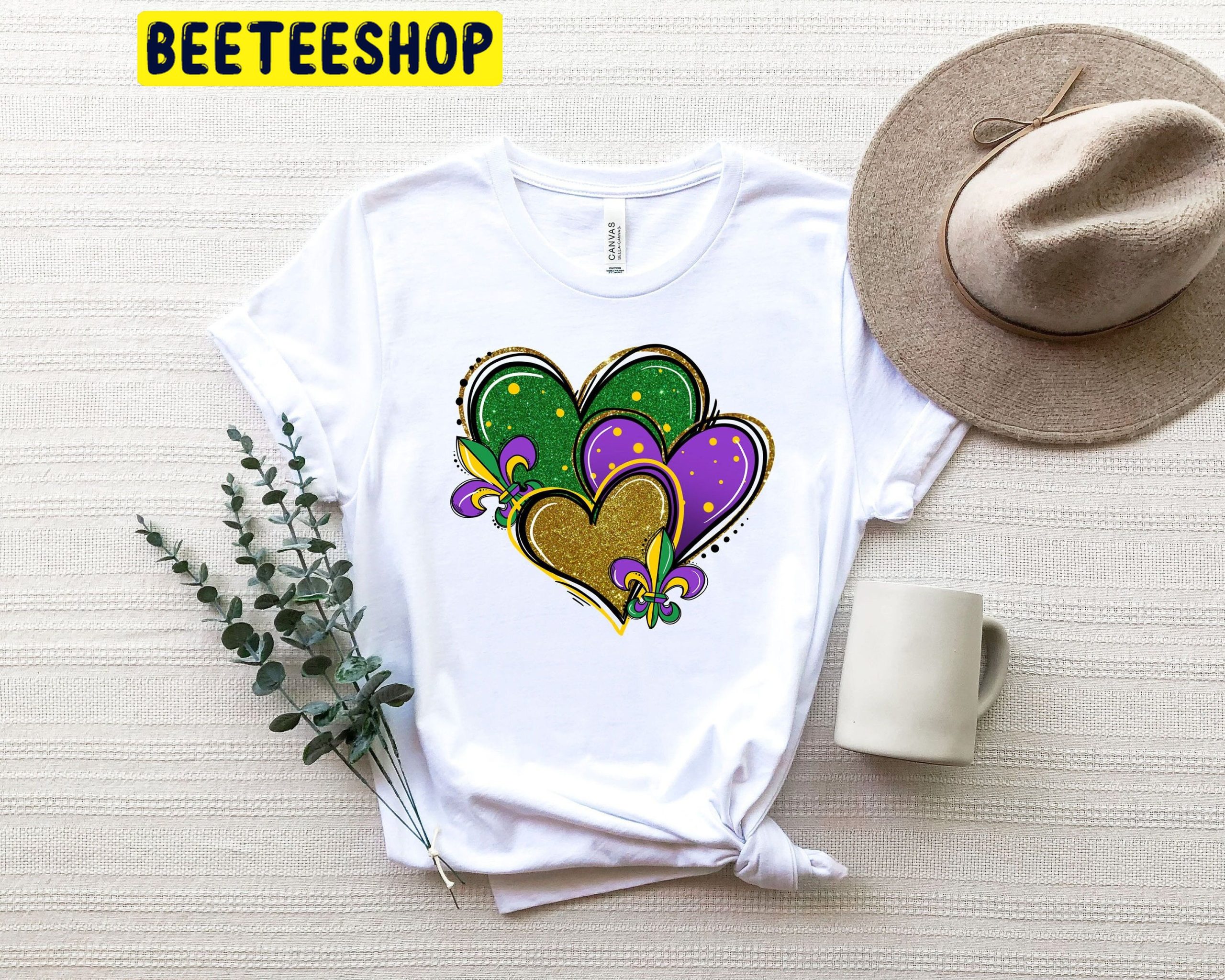Mardi Gras Heart Trending Unisex Shirt Mardi Gras Heart Trending Unisex Shirt