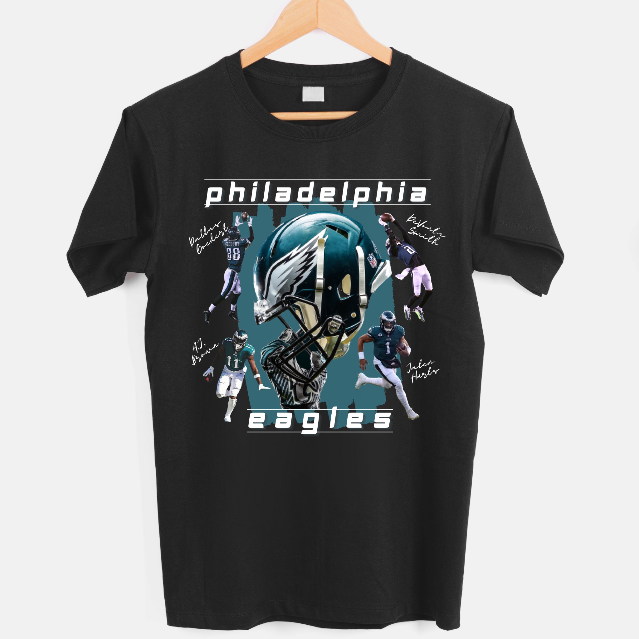 Philadelphia Eagles Vintage Jalen Hurts Devonta Smith Aj Brown Dallas Goedert Nfl Playoffs Championship Trending Unisex Shirt Philadelphia Eagles Vintage Jalen Hurts Devonta Smith Aj Brown Dallas Goedert Nfl Playoffs Championship Trending Unisex Shirt
