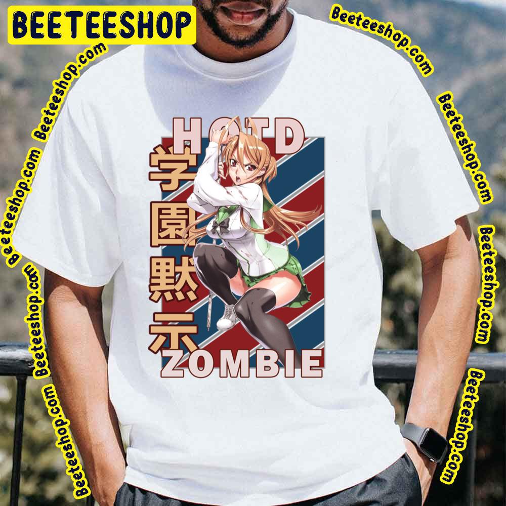 Rei Miyamoto Highschool Of The Dead Hotd Retro Blue Red Design Trending Unisex T-Shirt Rei Miyamoto Highschool Of The Dead Hotd Retro Blue Red Design Trending Unisex T-Shirt