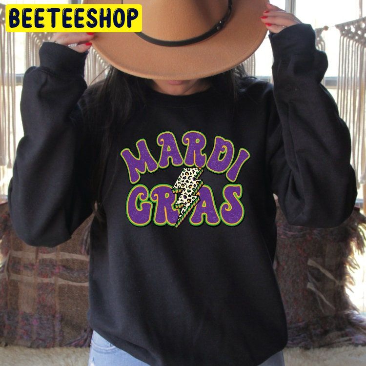 Retro Mardi Gras Leopard Lightning Trending Unisex Shirt Retro Mardi Gras Leopard Lightning Trending Unisex Shirt