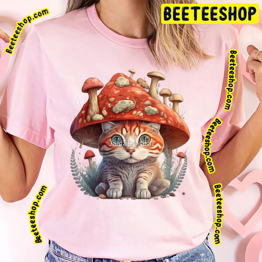 Cut Cat Wearing A Red Mushroom Hat Trending Unisex T-Shirt Cut Cat Wearing A Red Mushroom Hat Trending Unisex T-Shirt