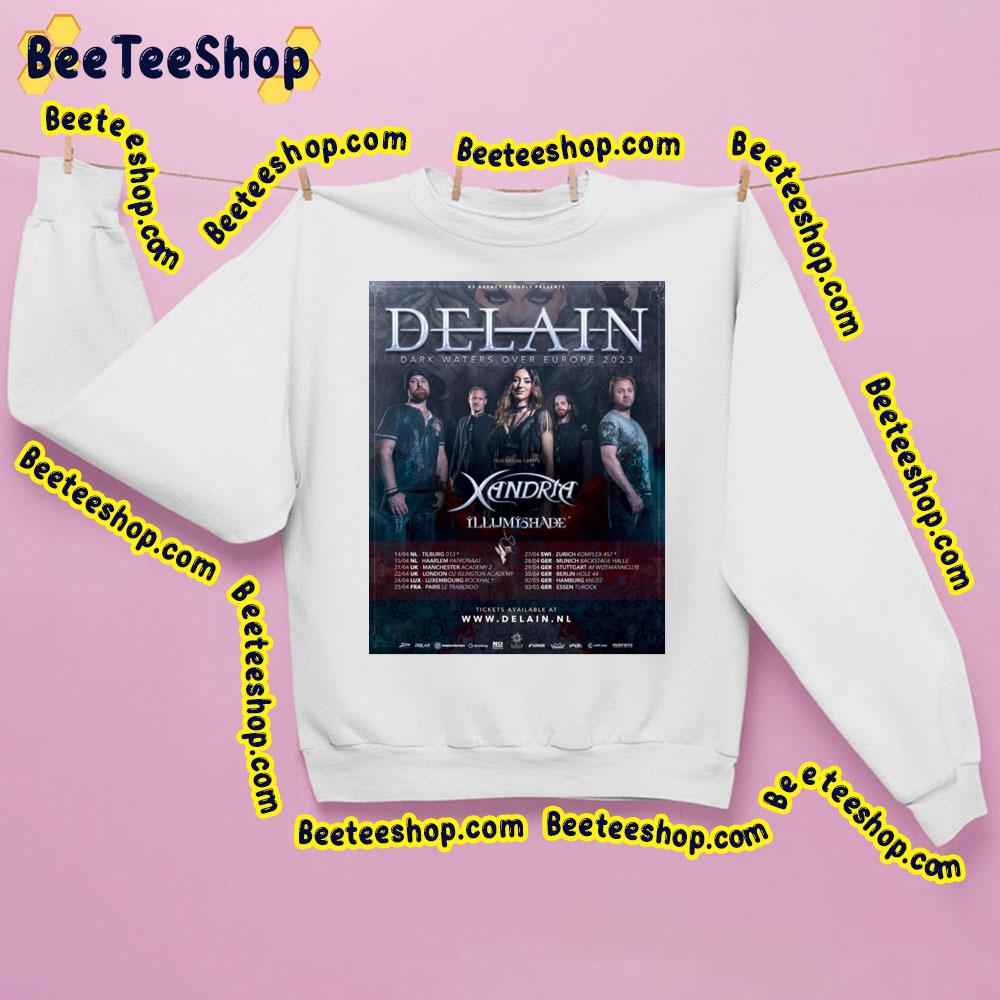 Delain Dark Waters Over Europe 2023 Trending Unisex Sweatshirt Delain Dark Waters Over Europe 2023 Trending Unisex Sweatshirt