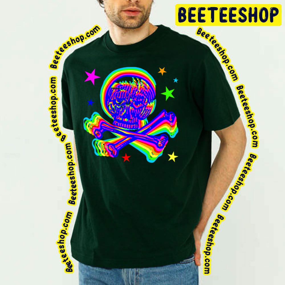 Indigo Rainbow Jolly Roger Skull And Bones Trending Unisex T-Shirt Indigo Rainbow Jolly Roger Skull And Bones Trending Unisex T-Shirt