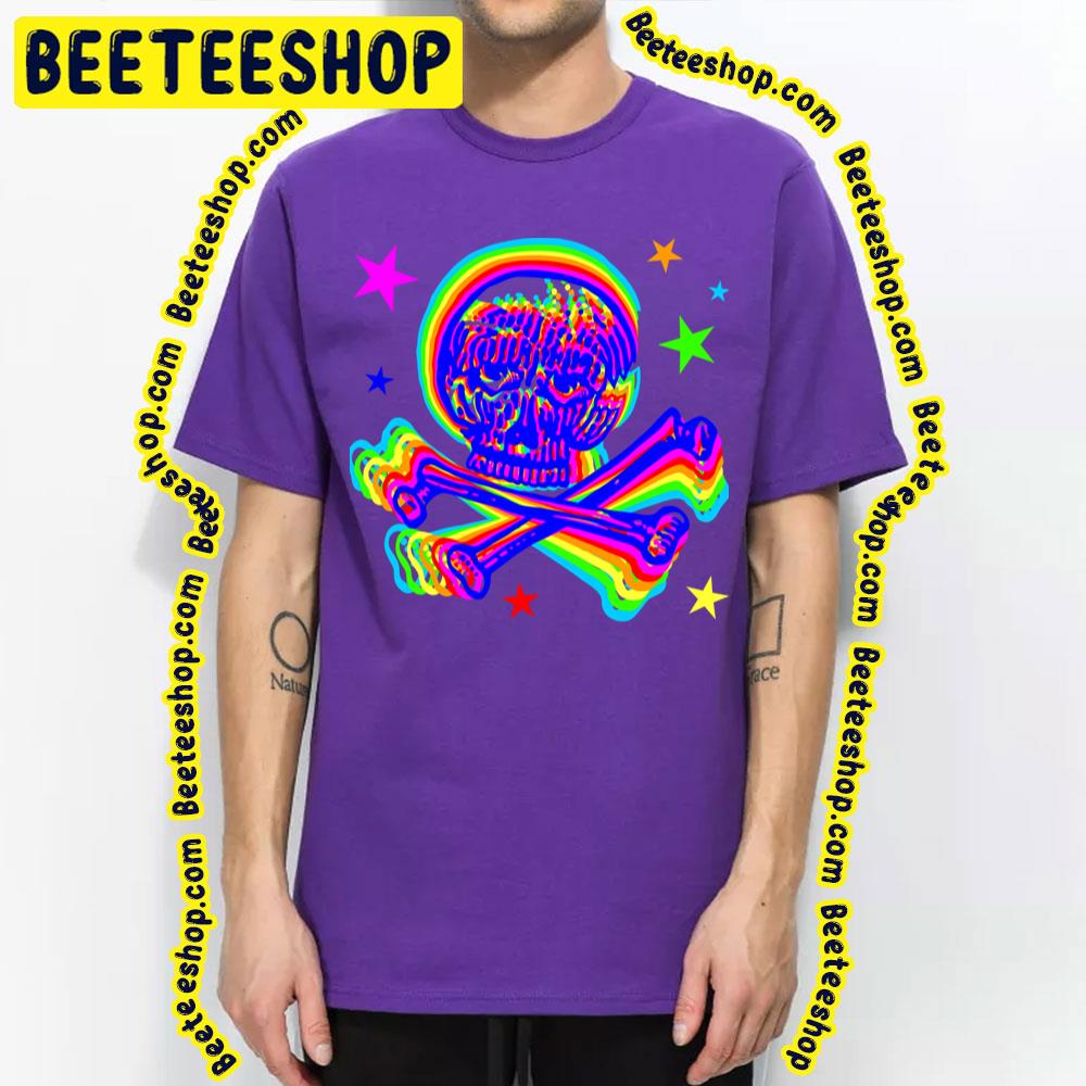 Indigo Rainbow Jolly Roger Skull And Bones Trending Unisex T-Shirt Indigo Rainbow Jolly Roger Skull And Bones Trending Unisex T-Shirt