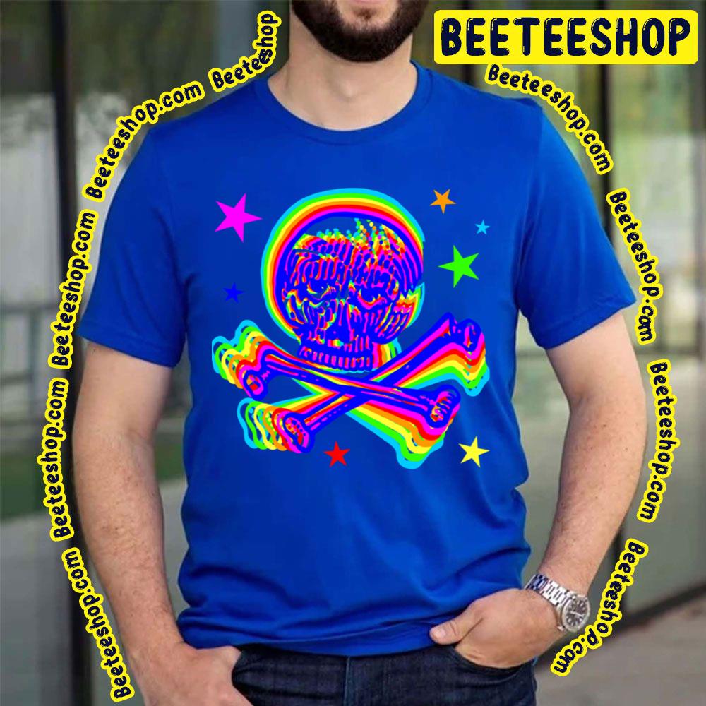 Indigo Rainbow Jolly Roger Skull And Bones Trending Unisex T-Shirt Indigo Rainbow Jolly Roger Skull And Bones Trending Unisex T-Shirt