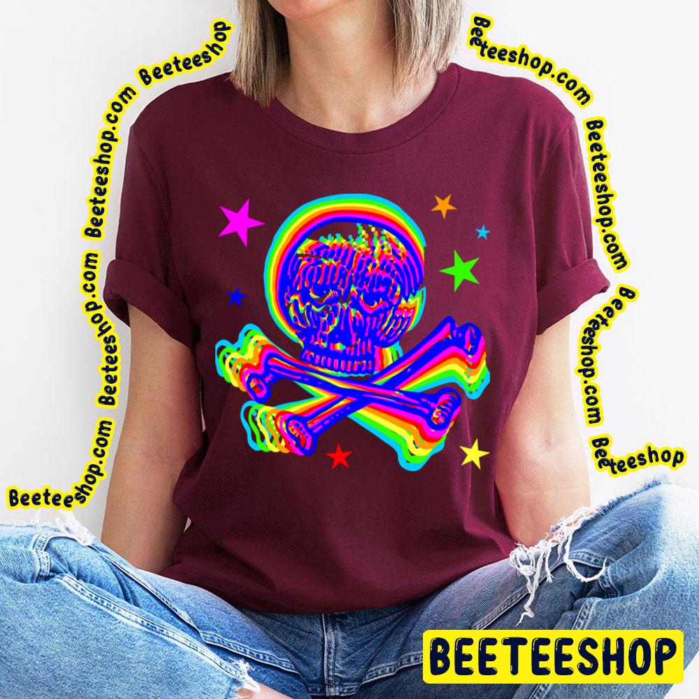 Indigo Rainbow Jolly Roger Skull And Bones Trending Unisex T-Shirt Indigo Rainbow Jolly Roger Skull And Bones Trending Unisex T-Shirt