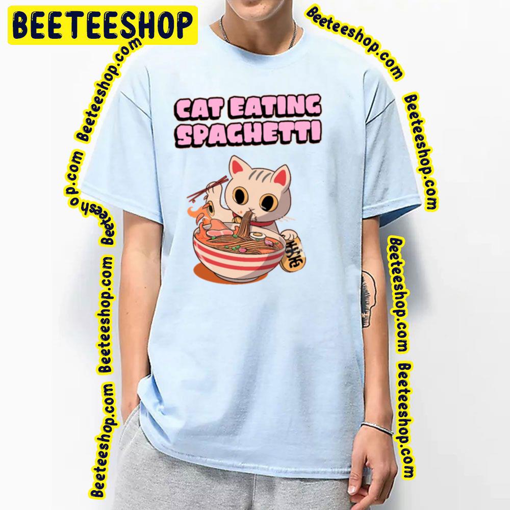 Japan Cat Eating Spaghetti Trending Unisex T-Shirt Japan Cat Eating Spaghetti Trending Unisex T-Shirt