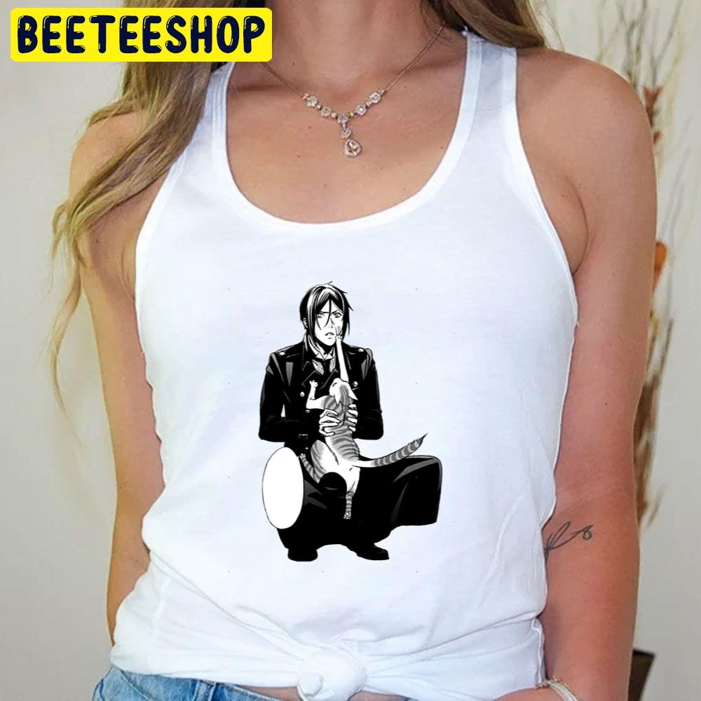 Black Butler Sebastian Michaelis And Cat Kuroshitsuji Trending Unisex T-Shirt Black Butler Sebastian Michaelis And Cat Kuroshitsuji Trending Unisex T-Shirt