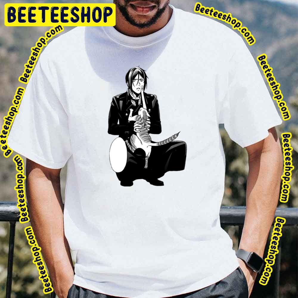 Black Butler Sebastian Michaelis And Cat Kuroshitsuji Trending Unisex T-Shirt Black Butler Sebastian Michaelis And Cat Kuroshitsuji Trending Unisex T-Shirt