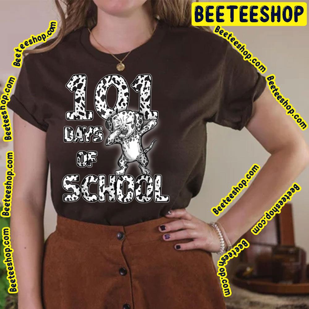 Funny 101 Days School Dabbing Dalmatian Dog Trending Unisex T-Shirt Funny 101 Days School Dabbing Dalmatian Dog Trending Unisex T-Shirt