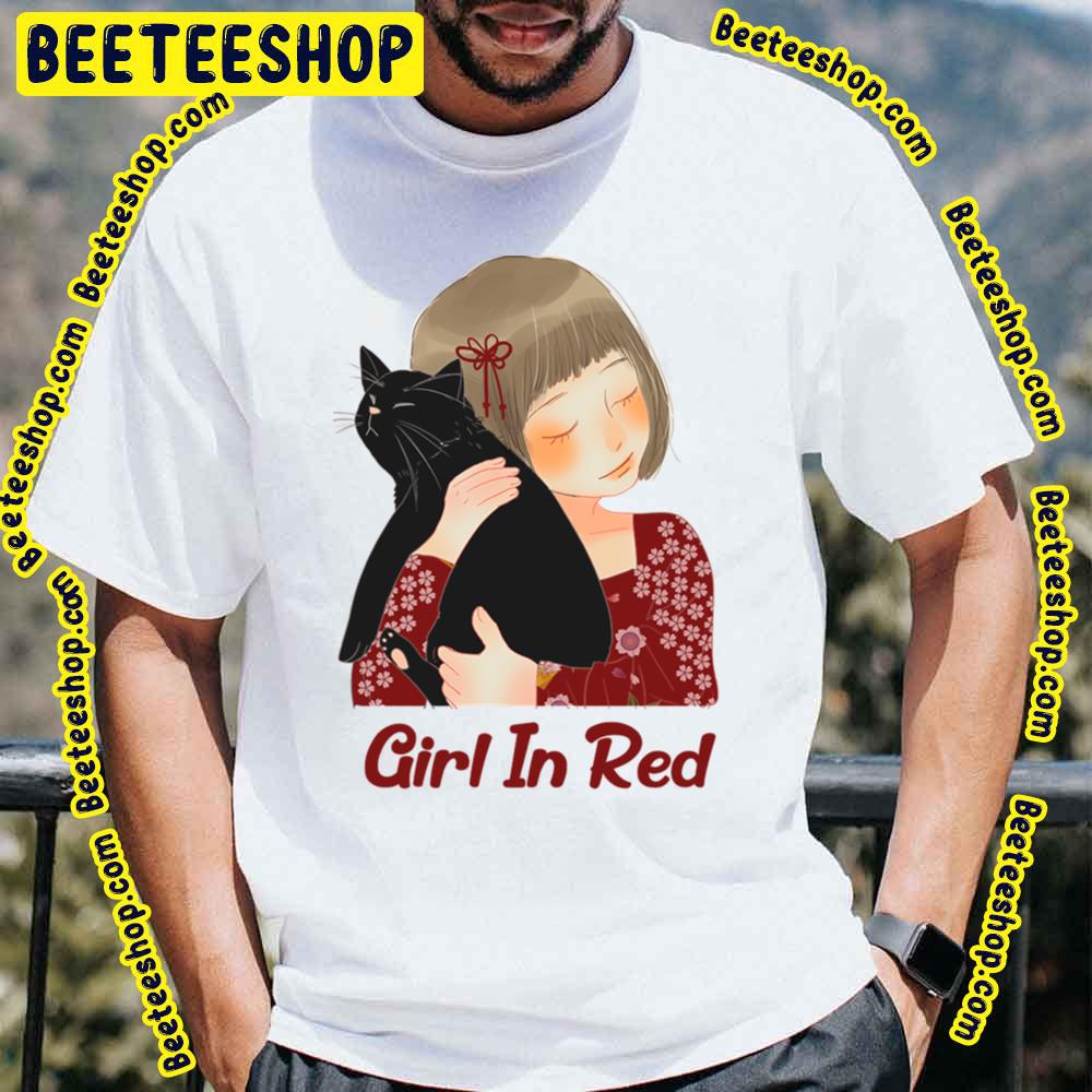 Girl In Red With Black Cat Trending Unisex T-Shirt Girl In Red With Black Cat Trending Unisex T-Shirt
