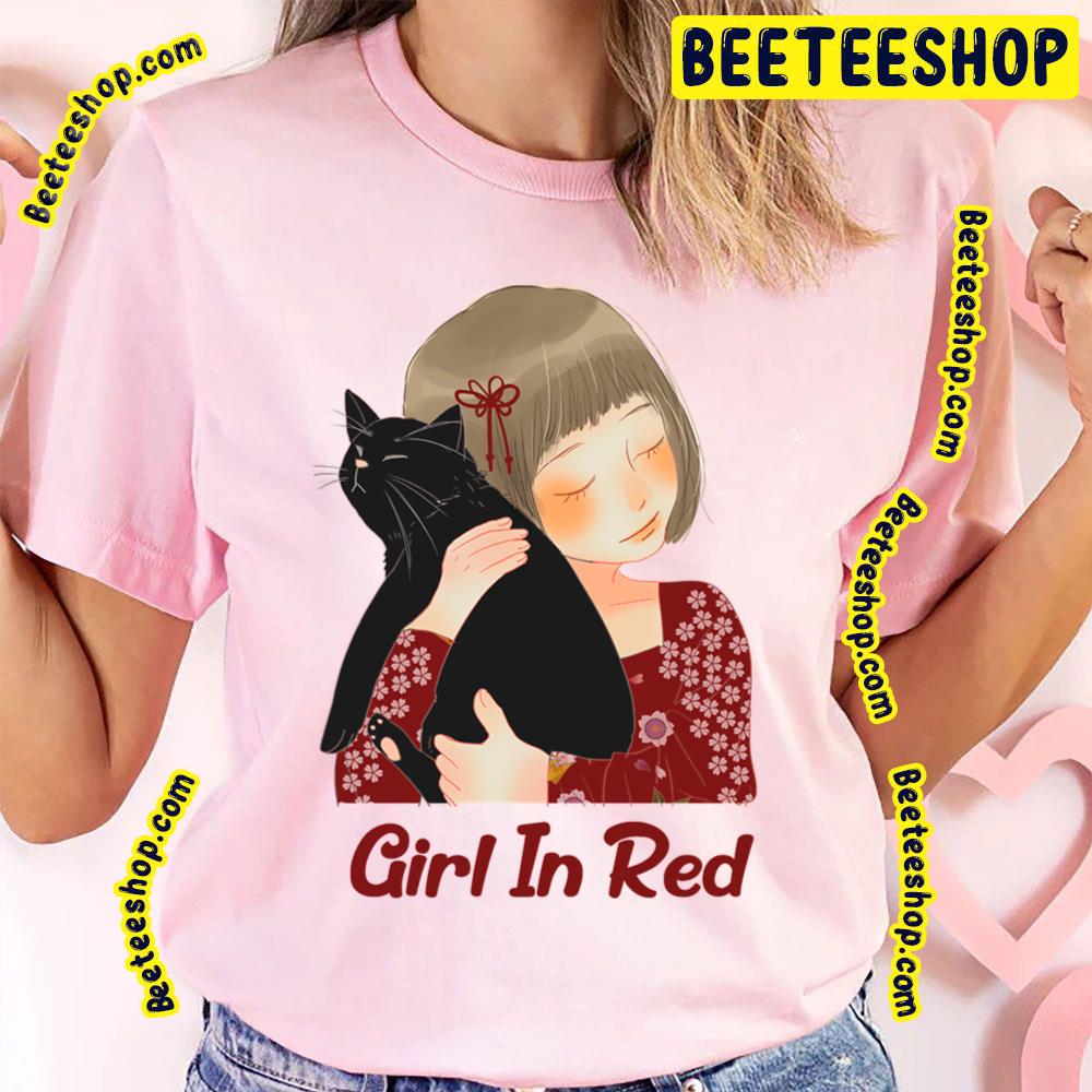 Girl In Red With Black Cat Trending Unisex T-Shirt Girl In Red With Black Cat Trending Unisex T-Shirt