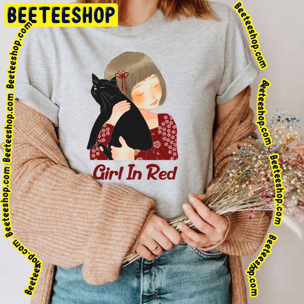 Girl In Red With Black Cat Trending Unisex T-Shirt Girl In Red With Black Cat Trending Unisex T-Shirt