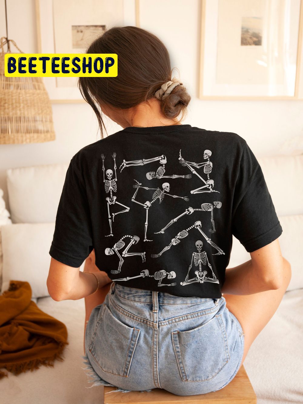 Skeleton Yoga Oversized Double Side Trending Unisex Shirt Skeleton Yoga Oversized Double Side Trending Unisex Shirt