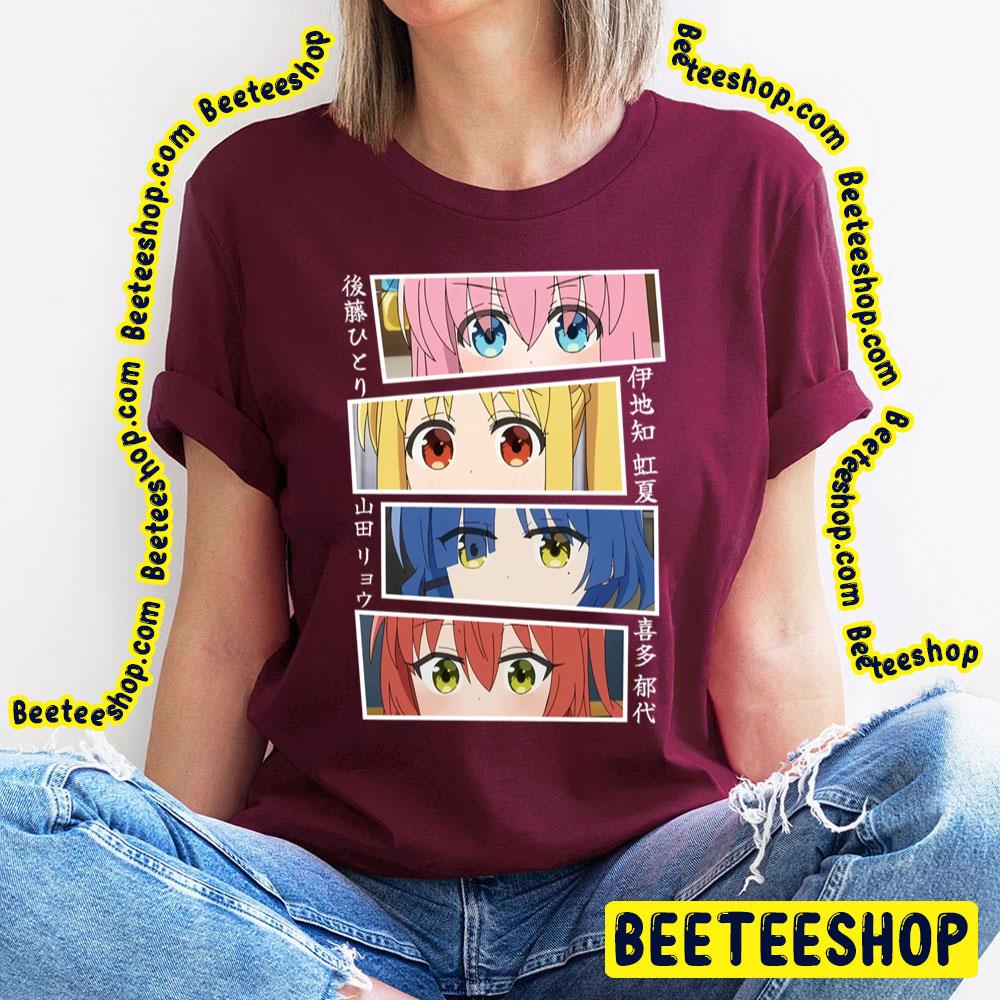 Vintage Eyes Hitori Gotoh Kita Ikuyo Nijika Ijichi Ryо̄ Yamada Bocchi The Rock! Trending Unisex T-Shirt Vintage Eyes Hitori Gotoh Kita Ikuyo Nijika Ijichi Ryо̄ Yamada Bocchi The Rock! Trending Unisex T-Shirt