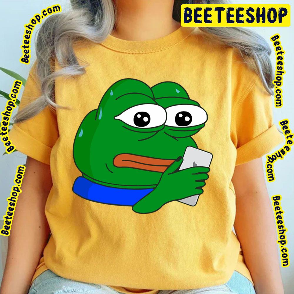 Embarrassed Pepe Emote With Phone Pepe The Frog Trending Unisex T-Shirt Embarrassed Pepe Emote With Phone Pepe The Frog Trending Unisex T-Shirt