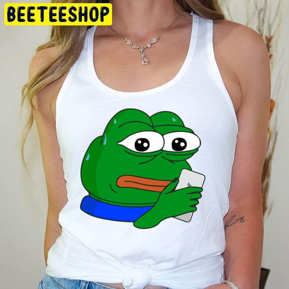 Embarrassed Pepe Emote With Phone Pepe The Frog Trending Unisex T-Shirt Embarrassed Pepe Emote With Phone Pepe The Frog Trending Unisex T-Shirt