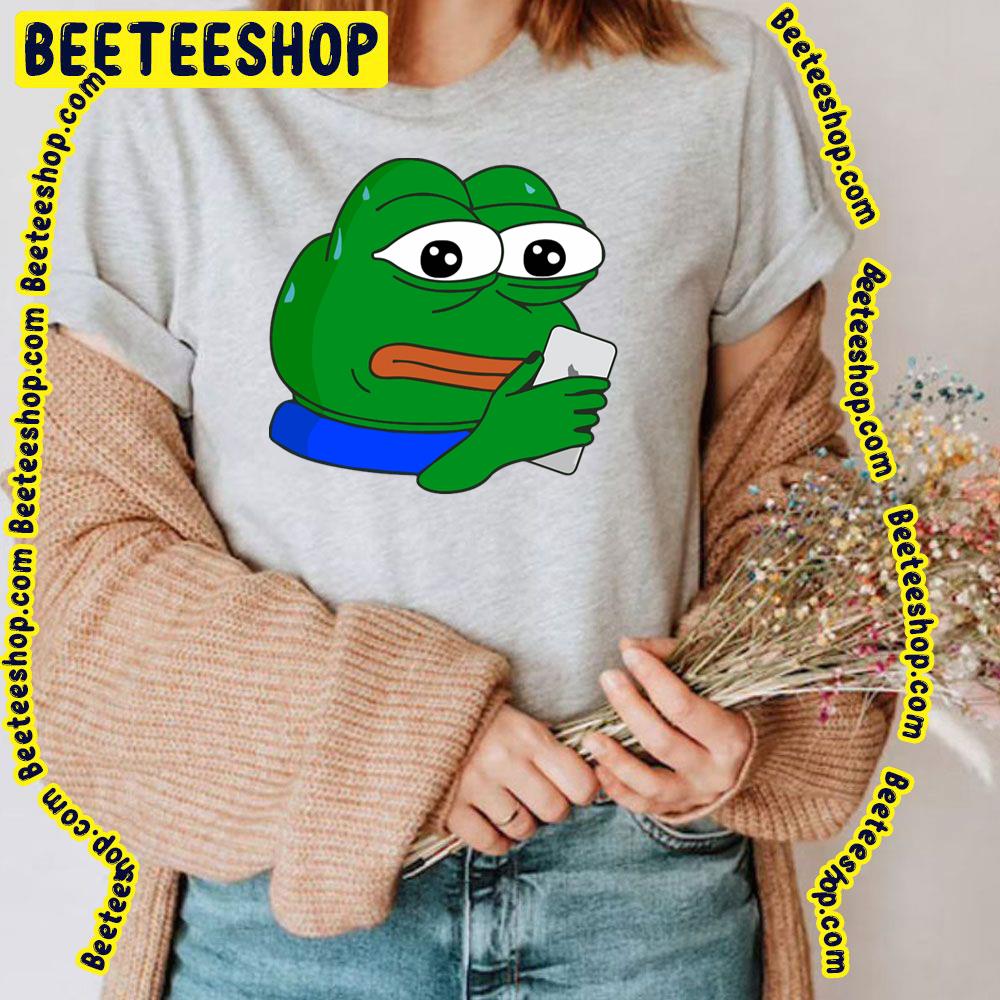 Embarrassed Pepe Emote With Phone Pepe The Frog Trending Unisex T-Shirt Embarrassed Pepe Emote With Phone Pepe The Frog Trending Unisex T-Shirt