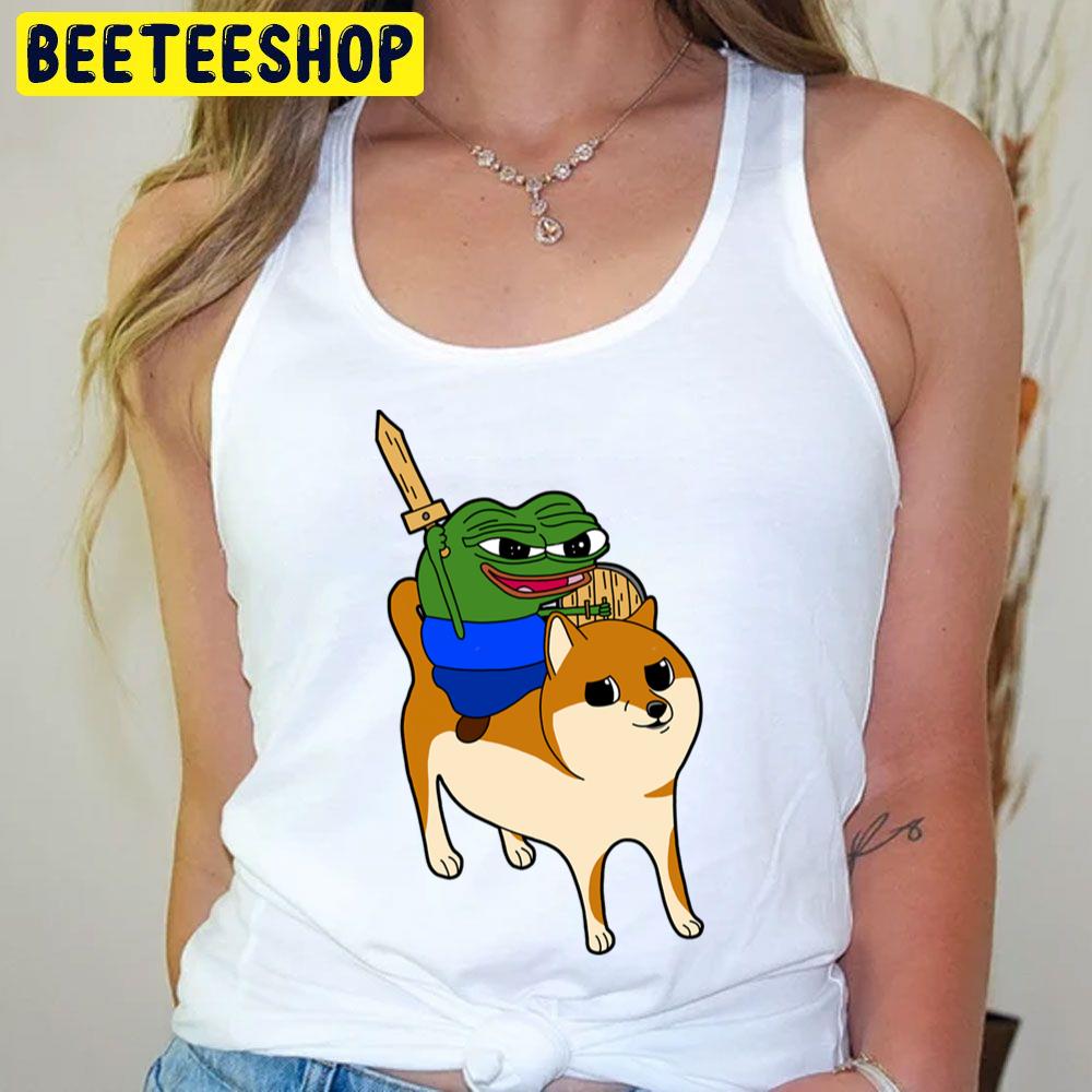 Peepo Riding Doge In Glory To Battle Trending Unisex T-Shirt Peepo Riding Doge In Glory To Battle Trending Unisex T-Shirt