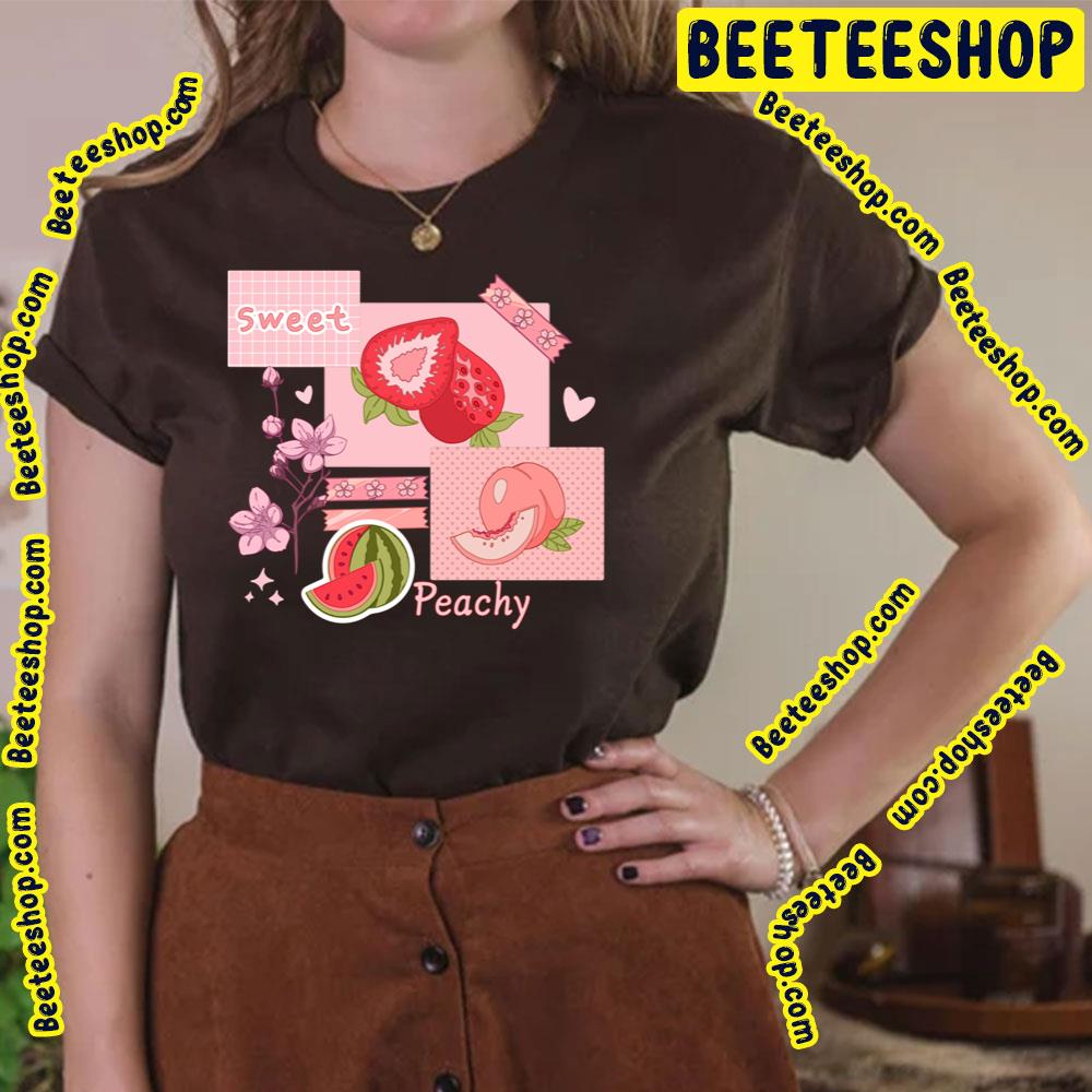 The Peachy Pink Design With Various Berries Fruits And Other Cute Trending Unisex T-Shirt The Peachy Pink Design With Various Berries Fruits And Other Cute Trending Unisex T-Shirt