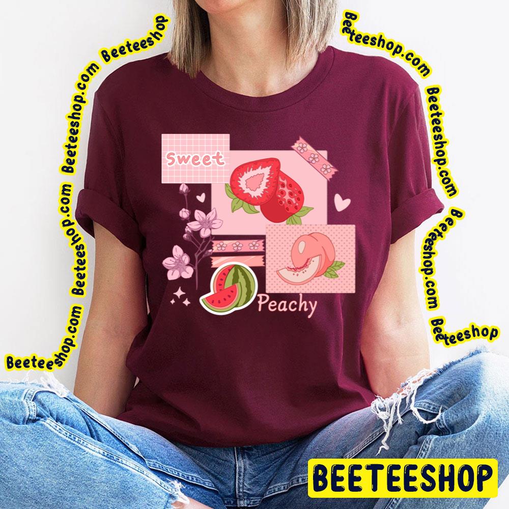 The Peachy Pink Design With Various Berries Fruits And Other Cute Trending Unisex T-Shirt The Peachy Pink Design With Various Berries Fruits And Other Cute Trending Unisex T-Shirt