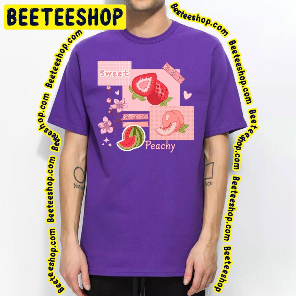 The Peachy Pink Design With Various Berries Fruits And Other Cute Trending Unisex T-Shirt The Peachy Pink Design With Various Berries Fruits And Other Cute Trending Unisex T-Shirt