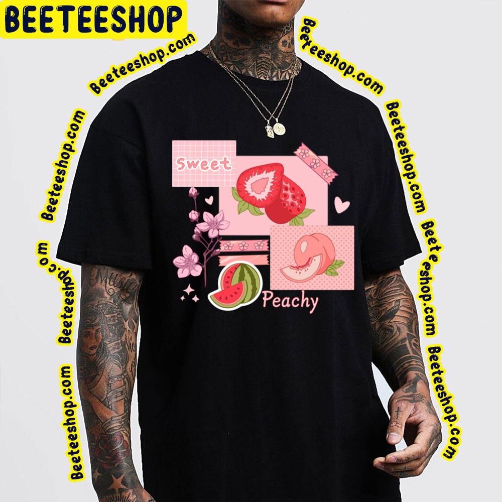 The Peachy Pink Design With Various Berries Fruits And Other Cute Trending Unisex T-Shirt The Peachy Pink Design With Various Berries Fruits And Other Cute Trending Unisex T-Shirt