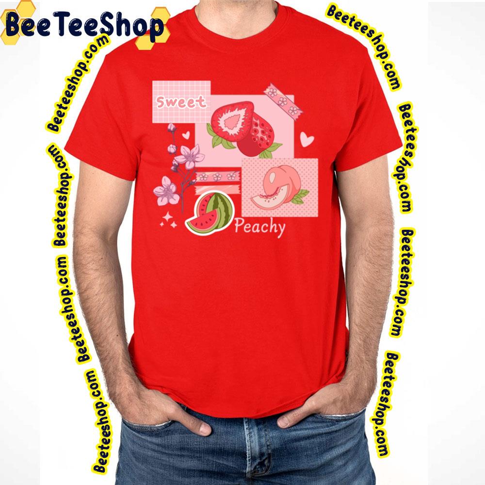 The Peachy Pink Design With Various Berries Fruits And Other Cute Trending Unisex T-Shirt The Peachy Pink Design With Various Berries Fruits And Other Cute Trending Unisex T-Shirt