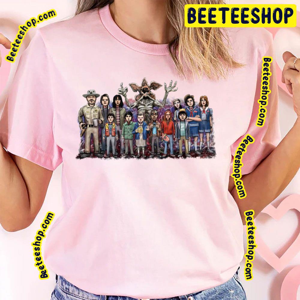 Cartoon Art Stranger Things Cast Trending Unisex T-Shirt Cartoon Art Stranger Things Cast Trending Unisex T-Shirt