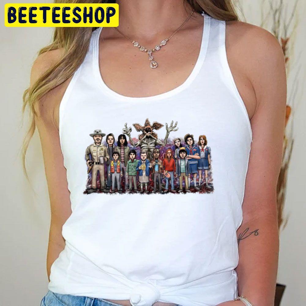 Cartoon Art Stranger Things Cast Trending Unisex T-Shirt Cartoon Art Stranger Things Cast Trending Unisex T-Shirt