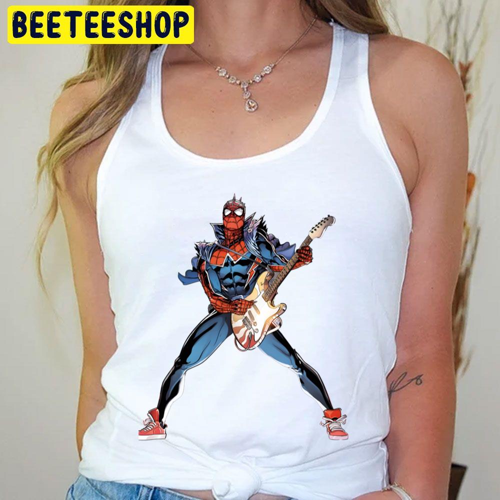 Guitar Spider Punk Spiderverse Movie Trending Unisex T-Shirt Guitar Spider Punk Spiderverse Movie Trending Unisex T-Shirt