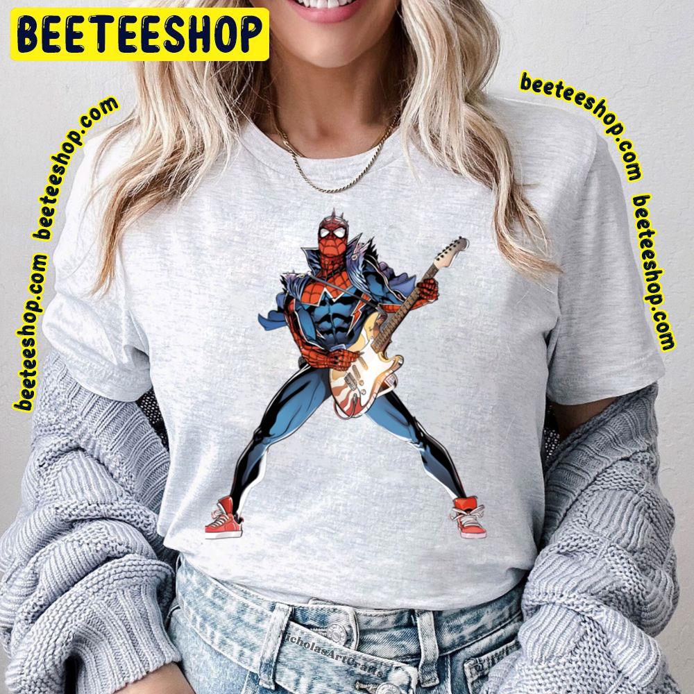 Guitar Spider Punk Spiderverse Movie Trending Unisex T-Shirt Guitar Spider Punk Spiderverse Movie Trending Unisex T-Shirt