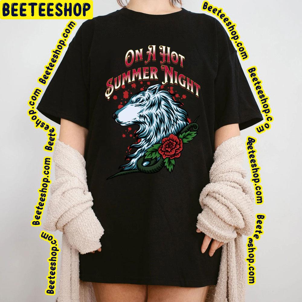 Hot Summer Night Wolf & Rose Trending Unisex T-Shirt Hot Summer Night Wolf & Rose Trending Unisex T-Shirt