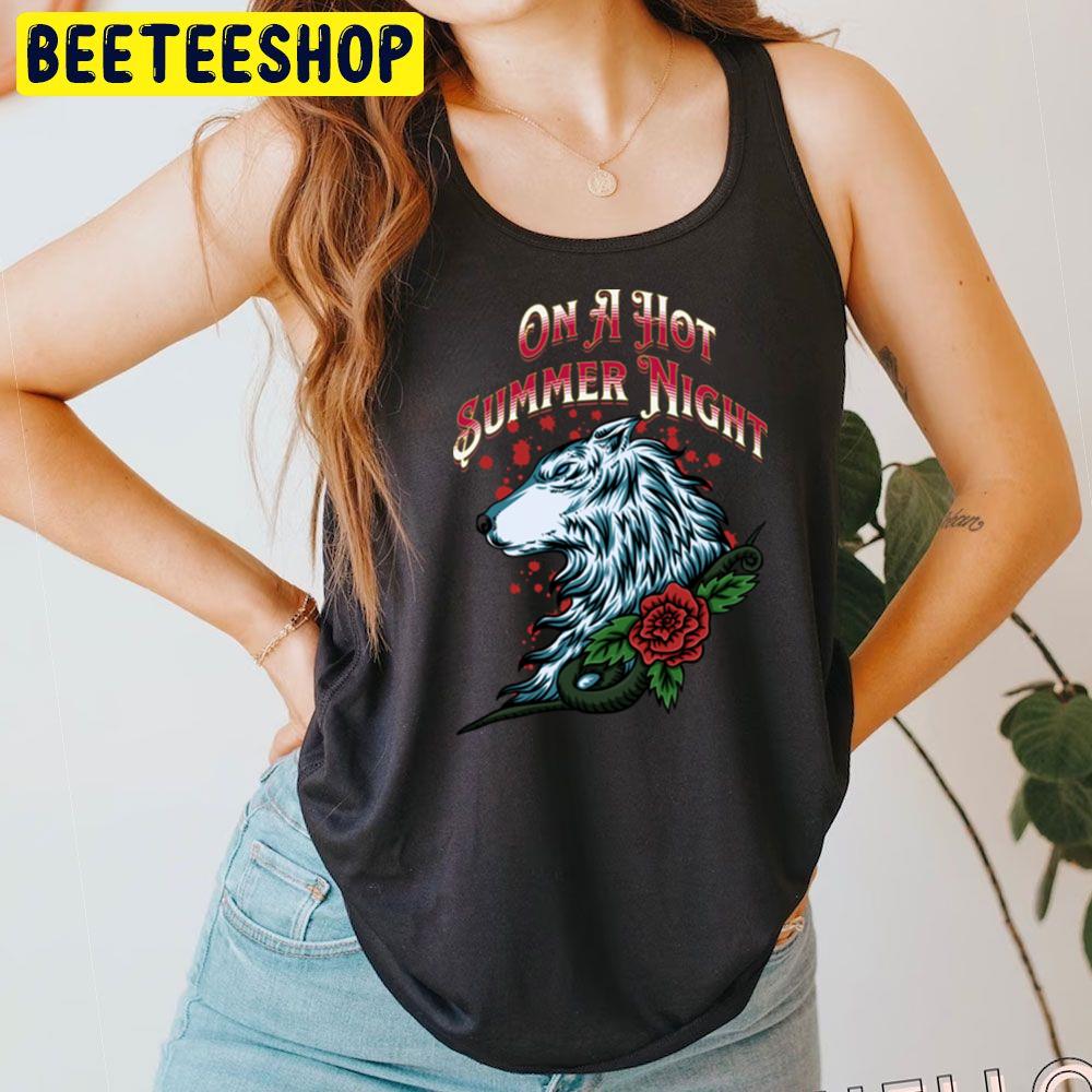Hot Summer Night Wolf & Rose Trending Unisex T-Shirt Hot Summer Night Wolf & Rose Trending Unisex T-Shirt